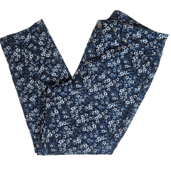 Talbots Jeans Womens 14P Blue Floral Ankle Stretch Petite Simply Flattering - Picture 1 of 6